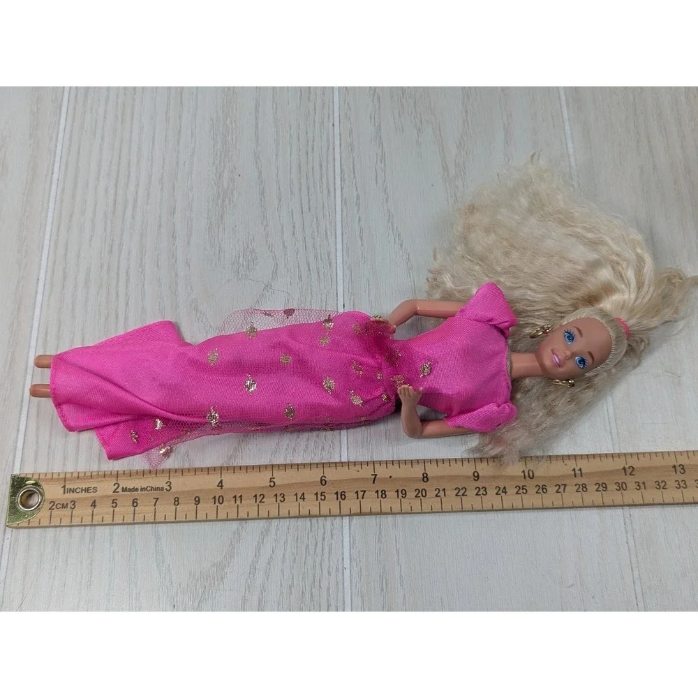 Mattel‎ blonde1994 Super Talk Barbie doll works earrings ring crimped hair